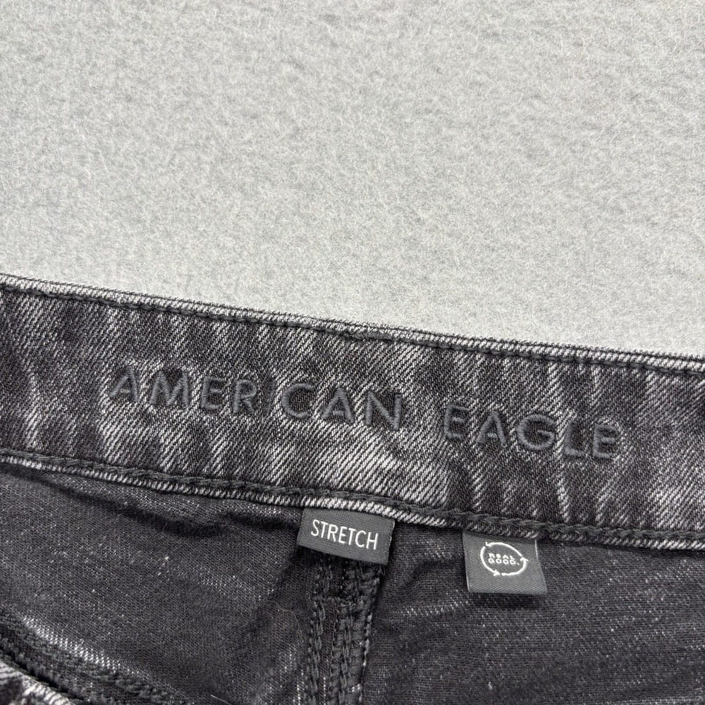 American Eagle Jeans Womens 2 Curvy Baggy Wide Leg Super High Rise Black Denim - Picture 7 of 13